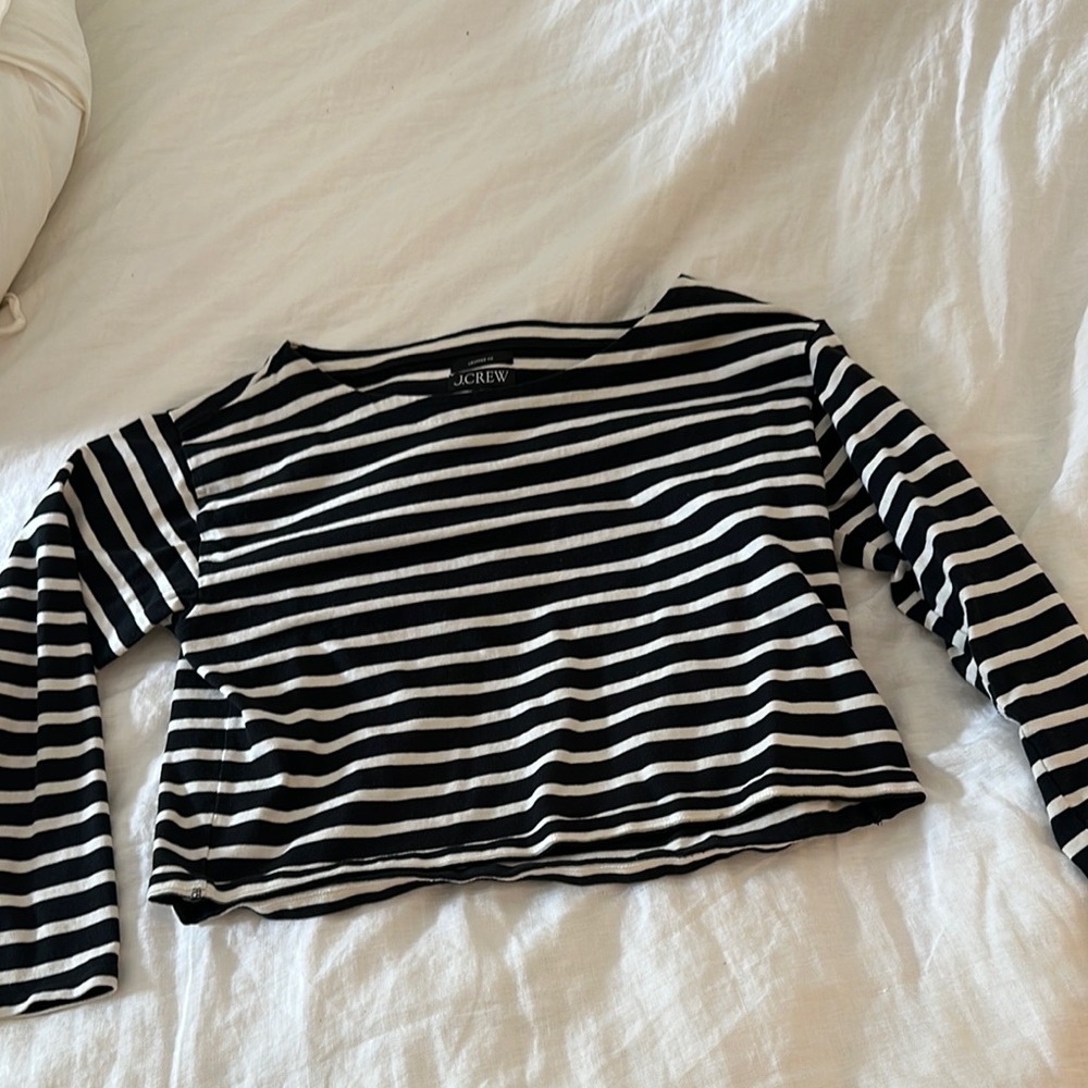 J.Crew Classic Black and White Striped Top Size M